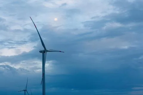 The wind farm in the evening Stock Photos