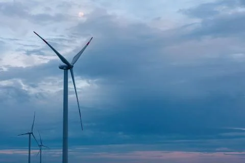 The wind farm in the evening Stock Photos