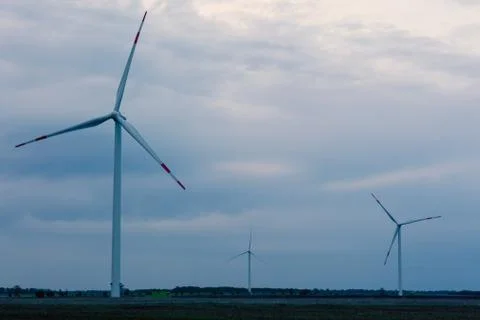 The wind farm in the evening Stock Photos