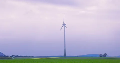A wind farm in a field. The concept of green energy. Stock Footage 241507472