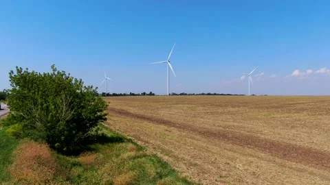 Wind farm in the field Stock Footage 138173779