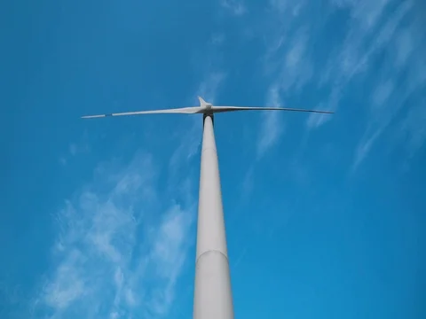 Wind farm in the field, rotating blades. Wind turbine. Stock Footage