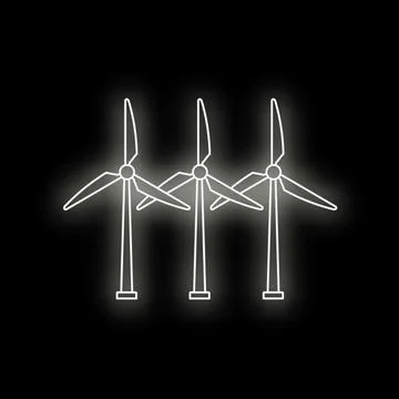 Wind farm generating clean power outline animation moving Stock Illustration