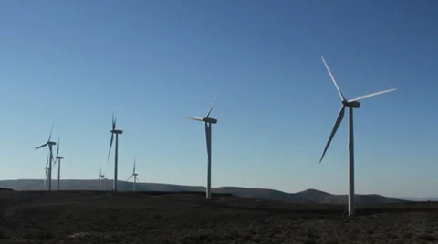Wind farm generating renewable energy in Central Washington Stock-Footage 32246111