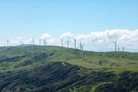 Wind Farm Generators On Hill Stock Photos