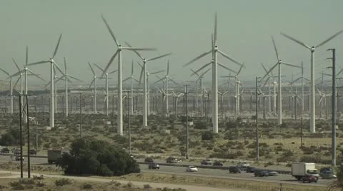 Wind Farm with Highway in the foreground 2 Video stock 19170286