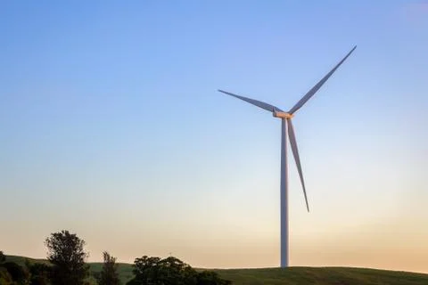 A wind farm on a hill Stock Photos