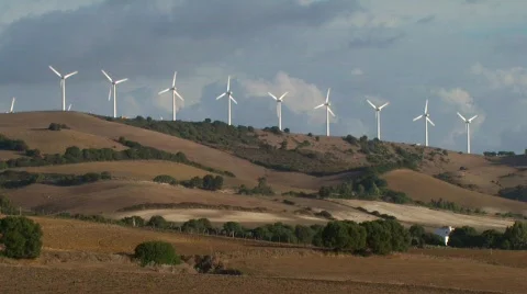 Wind farm on hillside in Spain Video stock 89499