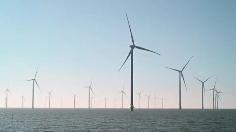 Wind farm IJsselmeer Stock Footage 251870257