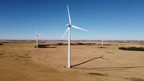 Wind Farm Long Shadows 3 Stock Footage 142840185