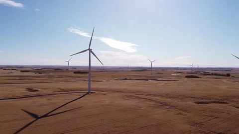 Wind Farm Long Shadows Stock Footage 142840186