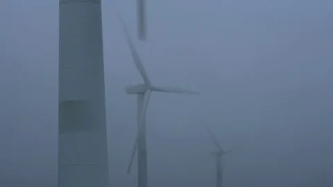Wind Farm with Mountain Mist County Fermanagh Northern Ireland Stock-Footage 75990826
