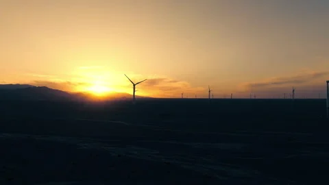 Wind Farm on Mountain Range Stock Footage 327424041