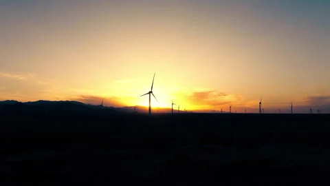 Wind Farm on Mountain Range Stock Footage 327424147