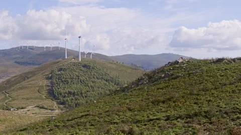 Wind farm in the mountains Видео 252081761
