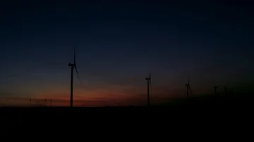 Wind farm at Night Stock Footage 86126885