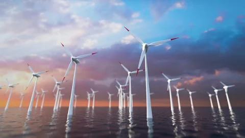 Wind farm in the ocean Stock-Footage 251874961
