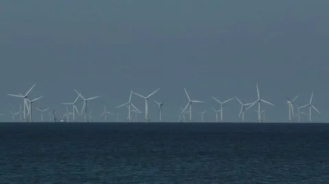 Wind Farm out to sea Stock Footage 54089455