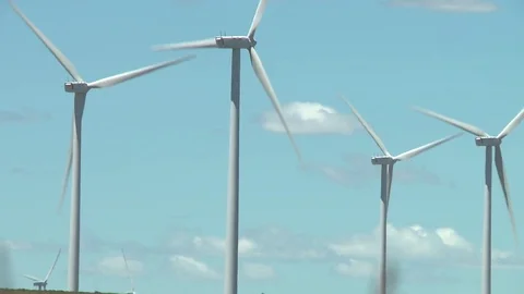 Wind farm rack focus Stock Footage 73896562