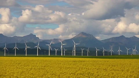 Wind Farm Renewable Energy Alberta Canada Stock Footage 150711280
