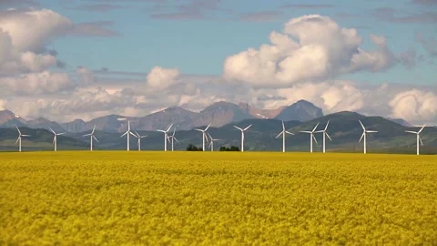 Wind Farm Renewable Energy Alberta Canada Stock Footage 150711571