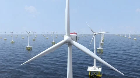 Wind farm at sea Vidéo 8541508