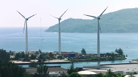 WIND FARM BY THE SEA Stock Footage 141721059
