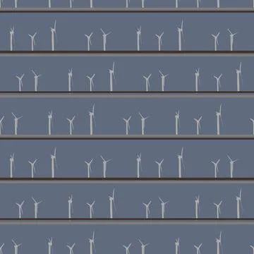 Wind farm seamless vector pattern Stock Illustration