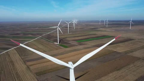 Wind farm seen from drone Stock Footage 224886304
