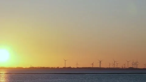 Wind farm shore Stock Footage 270227304