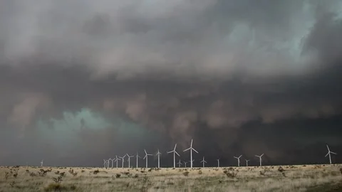 Wind Farm Storm Shelf Cloud Stock Footage 243323559