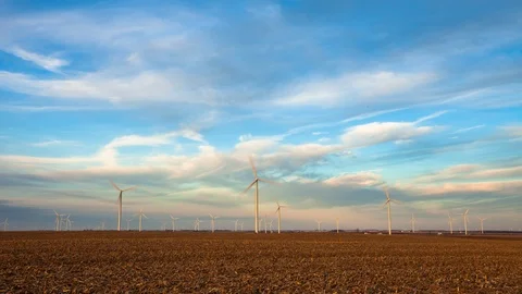 Wind Farm at Sunset 4 - 4K Timelapse 스톡 동영상 97796399