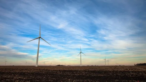 Wind Farm at Sunset 5 - 4K Timelapse 動画素材 97807535