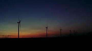 Wind Farm at Sunset Stock Footage 86126913