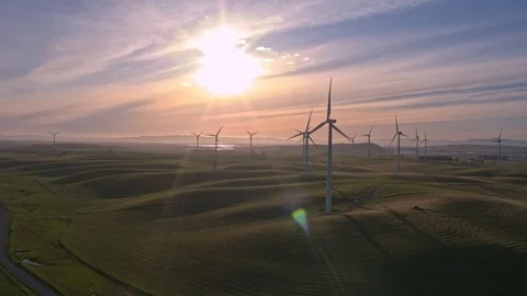 Wind Farm In The Sunset Video stock 88069294