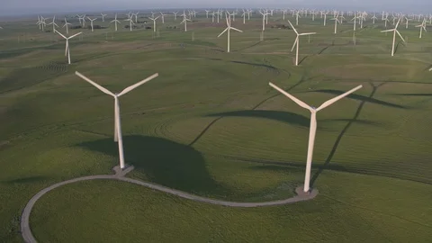 Wind Farm In The Sunset Stock Footage 88069328