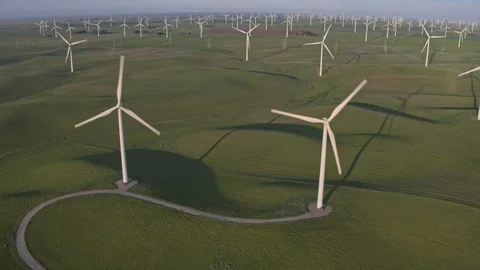 Wind Farm In The Sunset Stock Footage 88069335