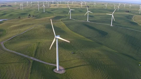 Wind Farm In The Sunset Stock Footage 88069341