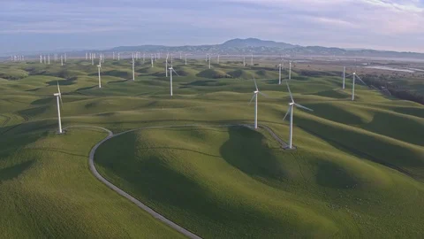 Wind Farm In The Sunset Stock Footage 88069344