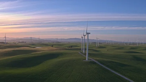 Wind Farm In The Sunset Stock Footage 88069361