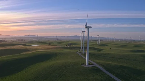 Wind Farm In The Sunset Stock Footage 88069393