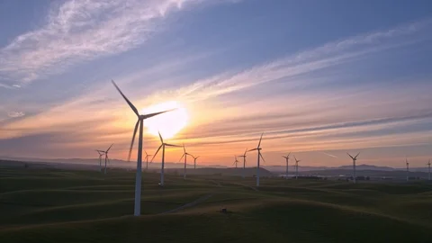 Wind Farm In The Sunset Stock Footage 88069520