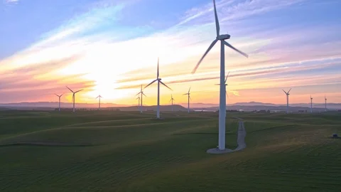 Wind Farm In The Sunset Stock Footage 88069650