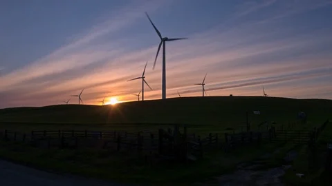 Wind Farm In The Sunset Stock Footage 88069692