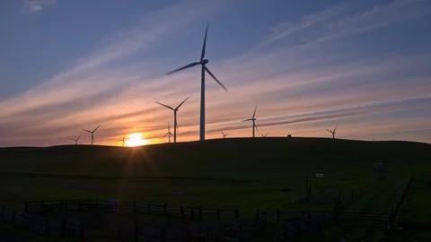 Wind Farm In The Sunset Stock Footage 88069703