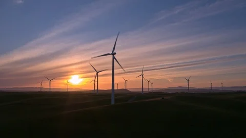 Wind Farm In The Sunset Stock Footage 88069725