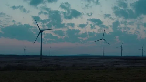Wind Farm at Sunset Stock Footage 196294481
