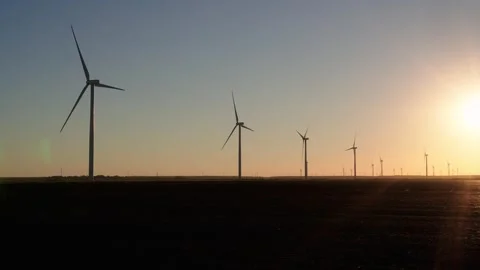 Wind Farm At Sunset Stock Footage 323861213