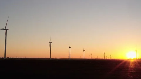 Wind Farm At Sunset Stock Footage 323861216