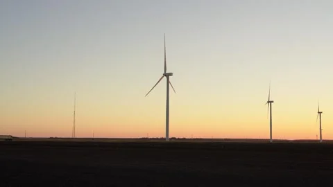 Wind Farm At Sunset Stock Footage 323861225